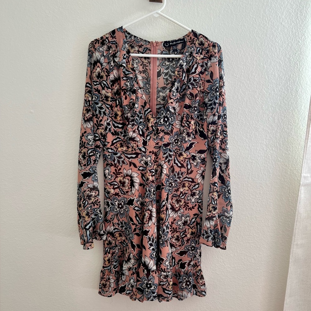 For Love And Lemons Floral Pink and Black Dress